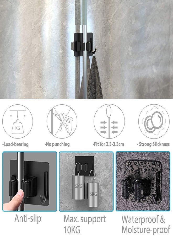 MeSwan Broom and Mop Holder | Self Adhesive Still Wall Mounted Storage Organizer | Stick Holder for Home Kitchen Garden Laundry & Garage (Blue 4) - Image 4